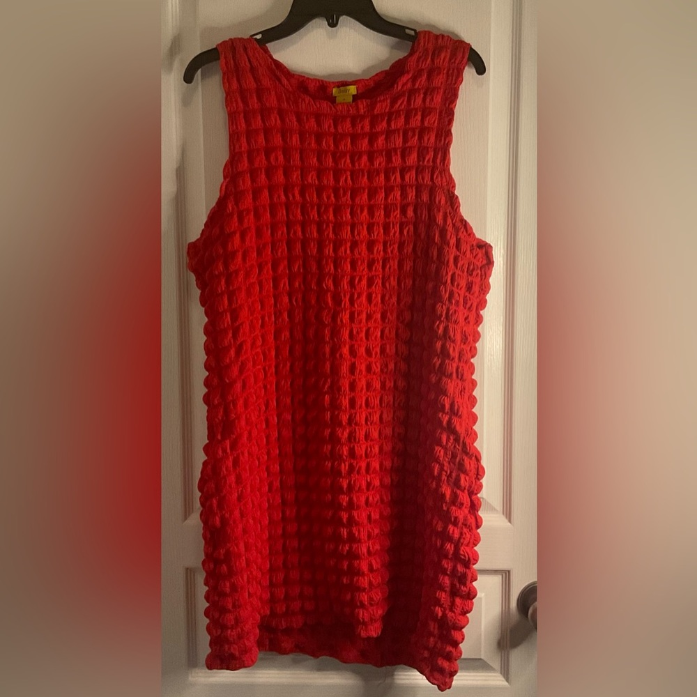 Daisy Bold Red Textured Sleeveless Mini Dress
